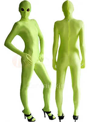 Light Green Open Eyes Second Skin Full Body Lycra Skinsuit Spandex Catsuit Zentai Unitard