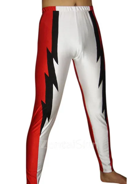 Second Skin Black Red Pants White Long Spandex Trousers