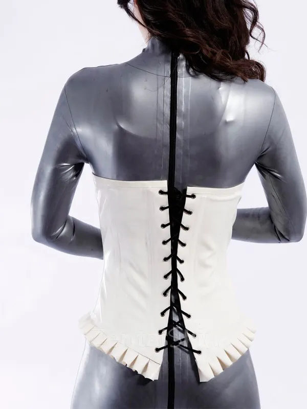 Second Skin Women Natural Latex Back Lace-up White Unisex Latex Corset
