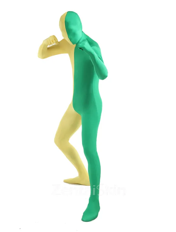 Unisex Zentai Catsuit Skinsuit Green Yellow Lycra Spandex Second Skin Fullbody Zentai Catsuit Skinsuit