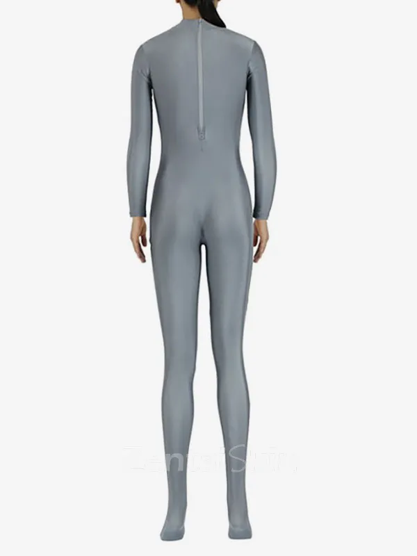 Grey Women Costume Lycra Skinsuit Spandex Catsuit Zentai Unitard Second-skin Clothing