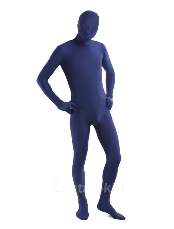 Navy Blue Second Skin Full Body Lycra Skinsuit Spandex Catsuit Zentai Unitard
