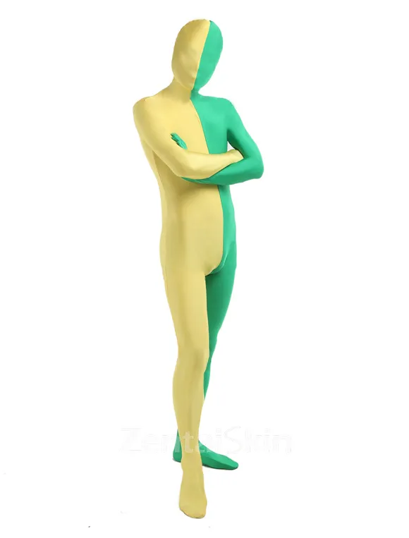 Unisex Zentai Catsuit Skinsuit Green Yellow Lycra Spandex Second Skin Fullbody Zentai Catsuit Skinsuit