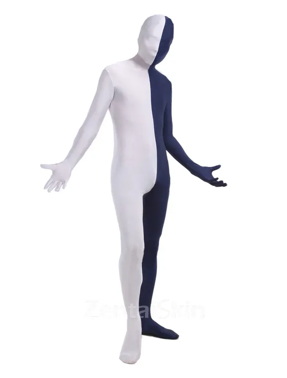 White Navy Lycra Spandex Zentai Catsuit Skinsuit Unisex Second Skin Full Body Zentai Catsuit Skinsuit