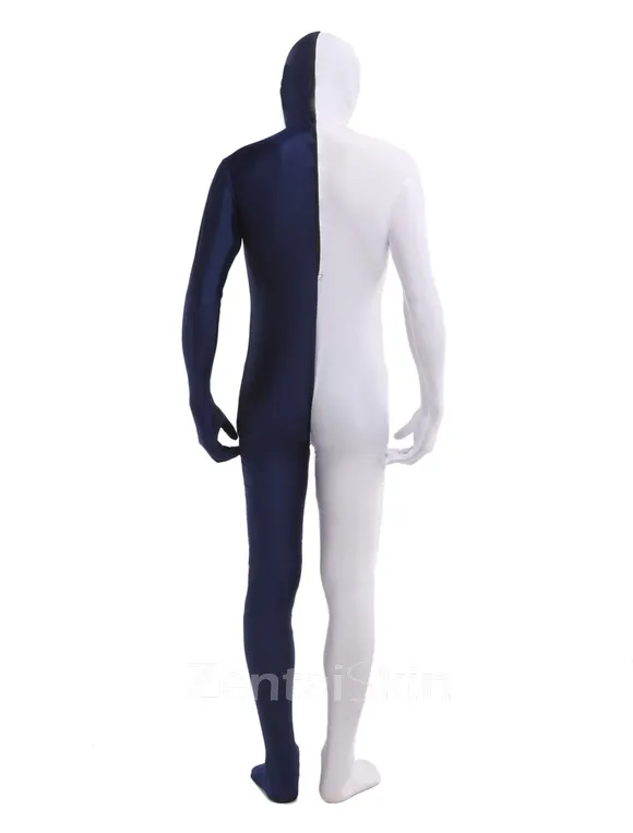 White Navy Lycra Spandex Zentai Catsuit Skinsuit Unisex Second Skin Full Body Zentai Catsuit Skinsuit