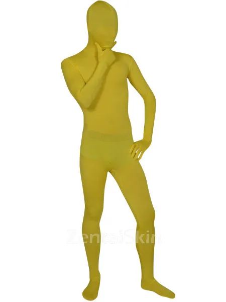 Skinsuit Spandex Costume Yellow Second Skin Full Body Lycra Catsuits Zentai Unitard