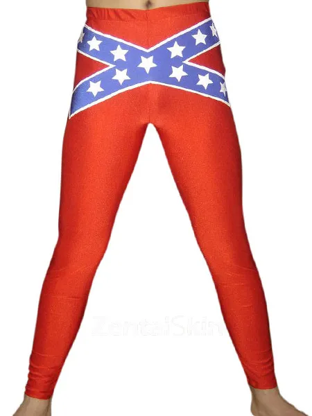 Second Skin Lycra Trousers Red Star Pattern Spandex Pants