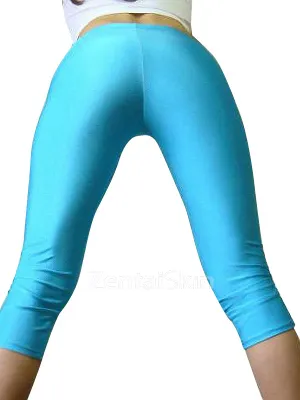 Second Skin Blue Lycra Cropped Tight Pants Spandex Trousers Lycra Costume