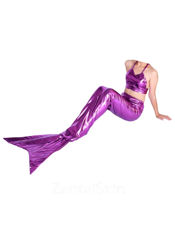 Second Skin Fuchsia Wet Look Shiny Metallic Tail Mermaid Animal Costume