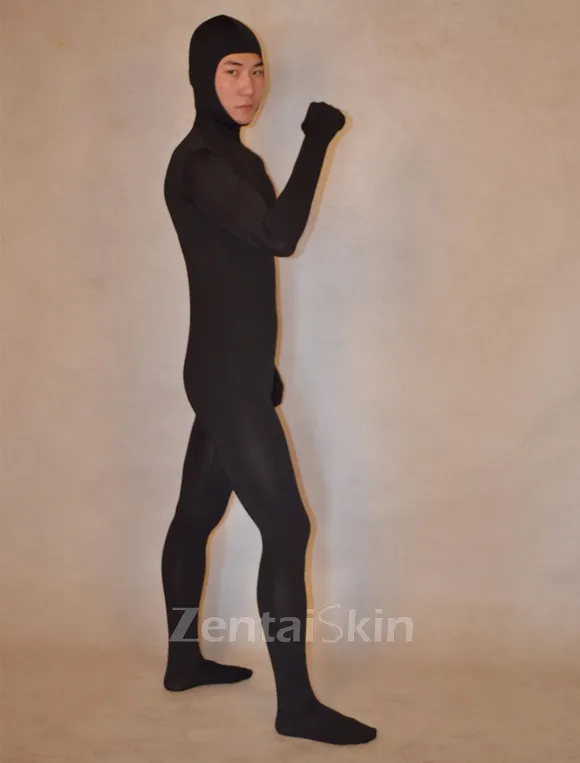 Black Face Open Lycra Skinsuit Spandex Catsuit Zentai Unitard Second-skin Clothing