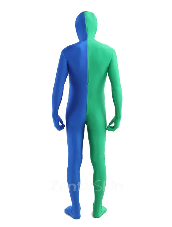 Blue Lycra Spandex Body Suit Unisex Second Skin Full Body Split Zentai Catsuit Skinsuit