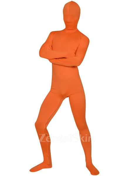 Orange Zentai Costume Second Skin Full Body Lycra Skinsuit Spandex Catsuit