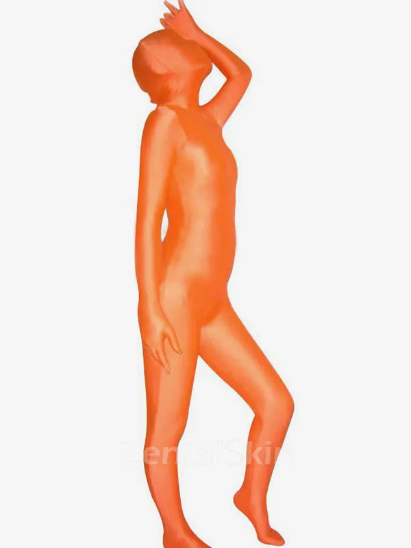 Unisex Orange Lycra Skinsuit Spandex Catsuit Zentai Unitard Second-skin Clothing