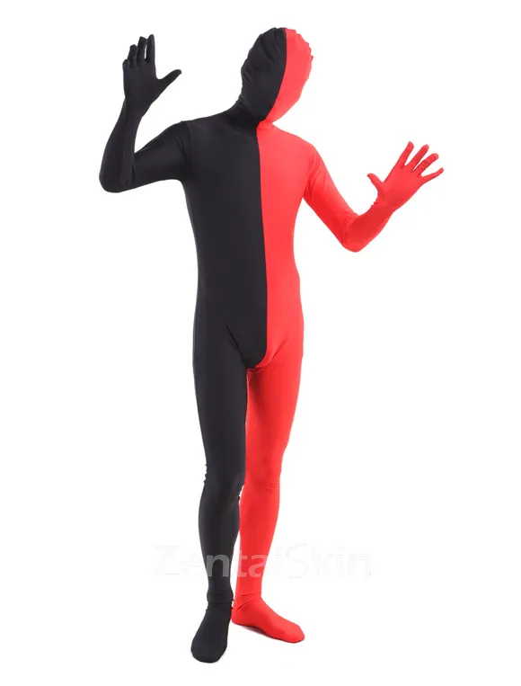 Black and Red Costume Second Skin Full Body Lycra Spandex Zentai Catsuit Skinsuit