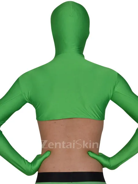 Green Lycra Skinsuit Spandex Half Catsuit Zentai Unitard Second-skin Clothing