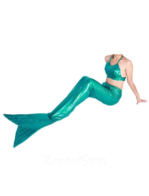 Second Skin Green Mermaid Tail Wet Look Shiny Metallic Clothes