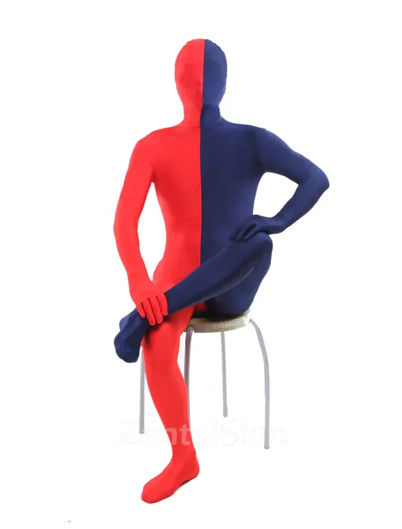 Red Navy Split Costume Lycra Spandex Second Skin Full Body Zentai Catsuit Skinsuit