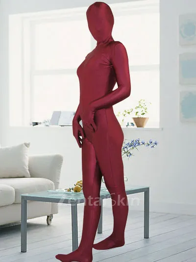 Second Skin Full Body Dark Red Lycra Skinsuit Spandex Catsuit Zentai Unitard