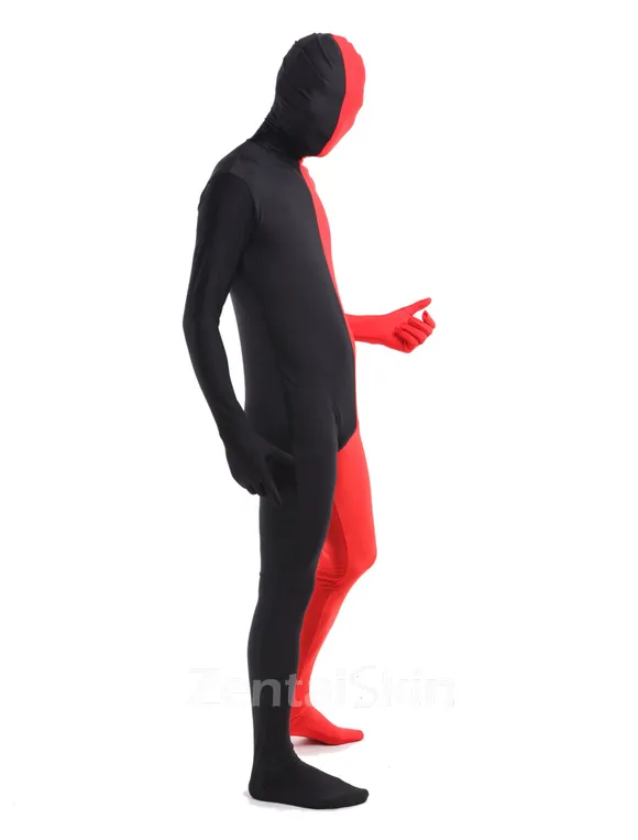 Black and Red Costume Second Skin Full Body Lycra Spandex Zentai Catsuit Skinsuit