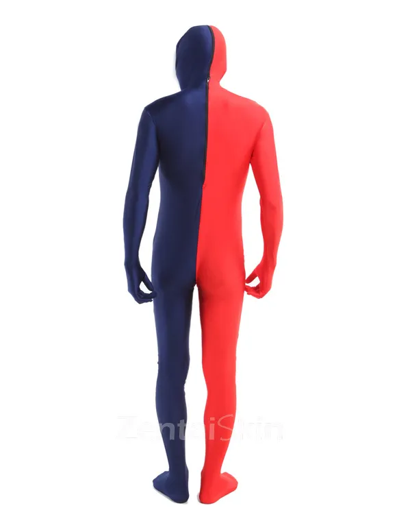 Red Navy Split Costume Lycra Spandex Second Skin Full Body Zentai Catsuit Skinsuit