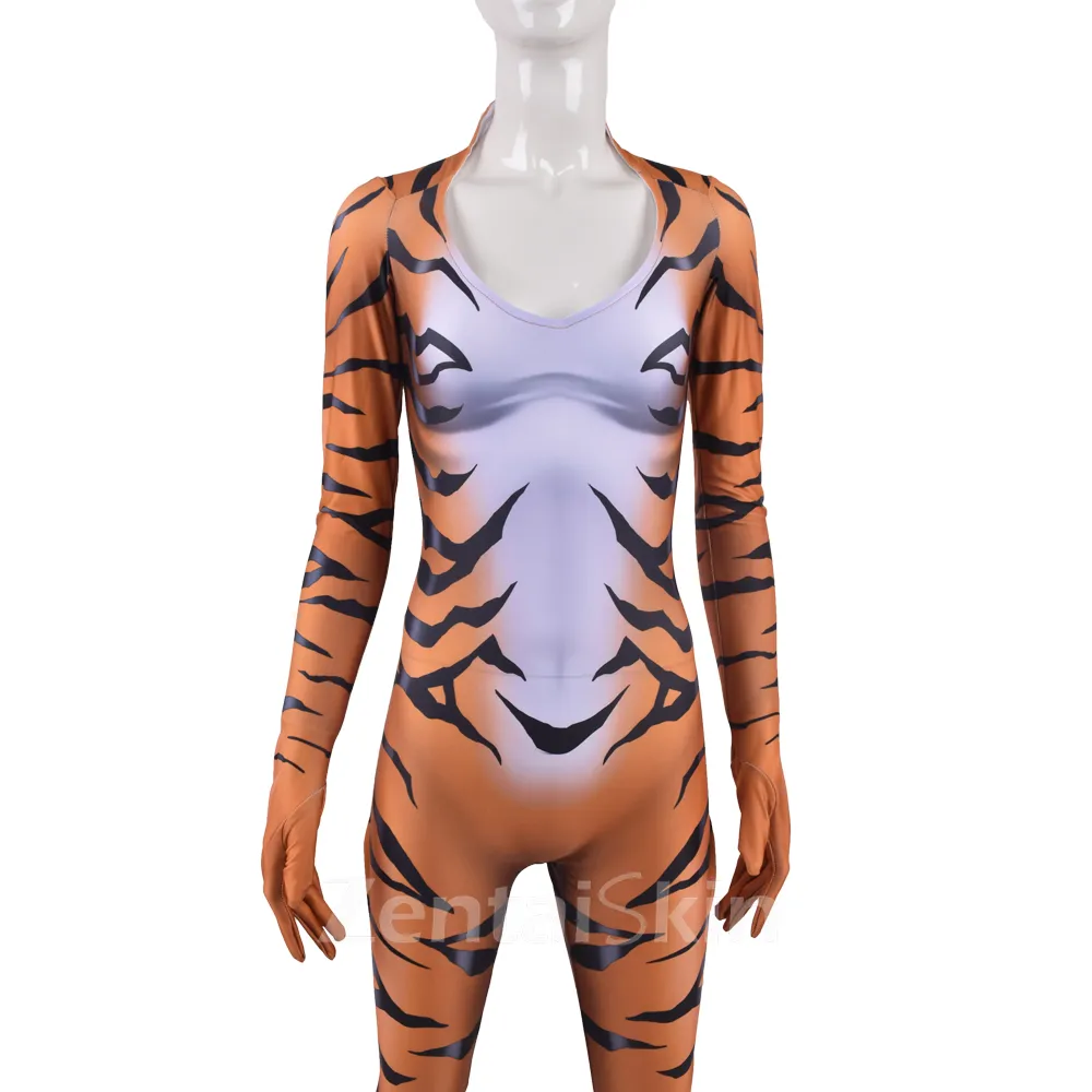 Girls Adult Children Red Black Cat Cosplay Tiger Skin Zentai Catsuit Skinsuit