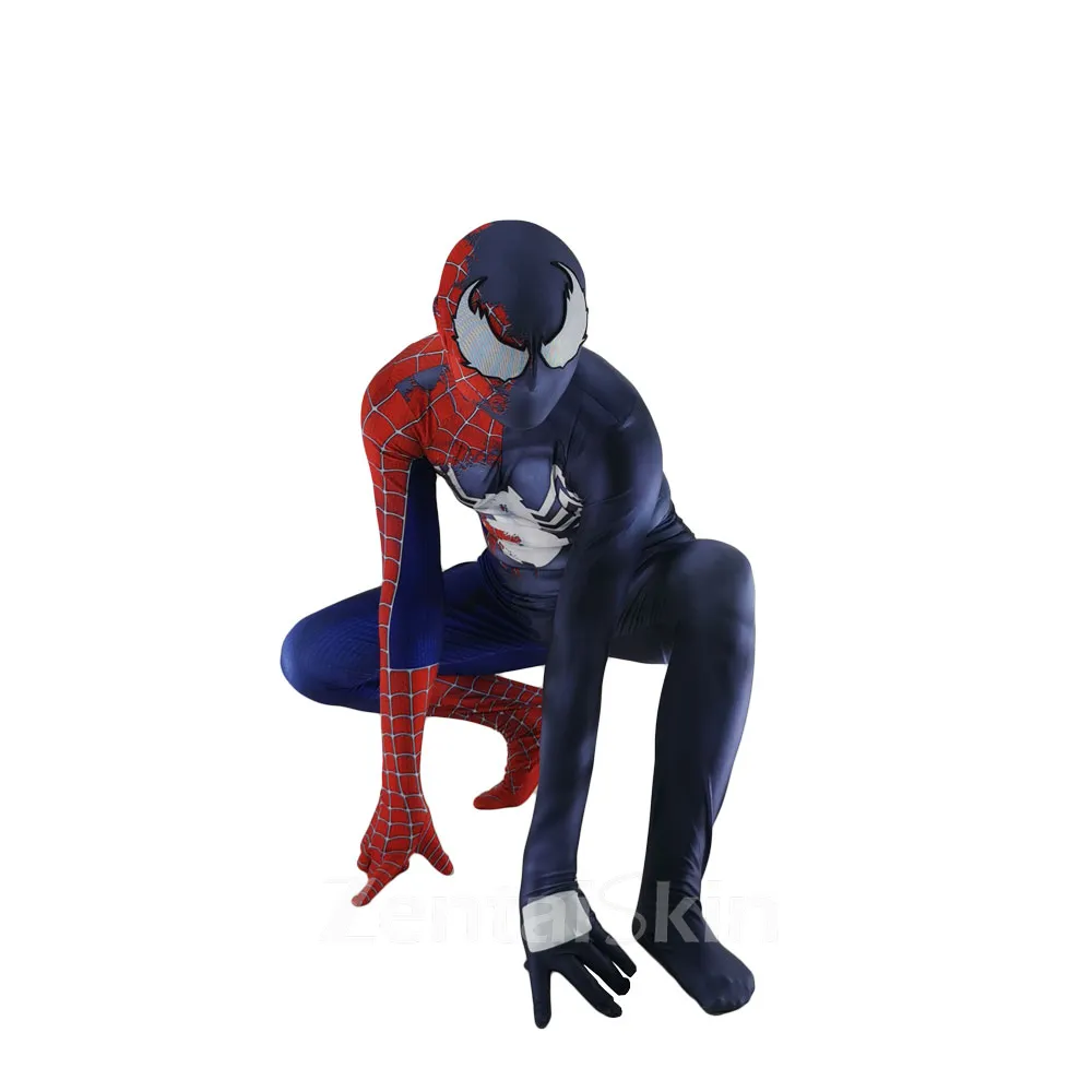 Movie Extraordinary Venom Spiderman Cosplay Zentai Catsuit Skinsuit Second-skin Clothing