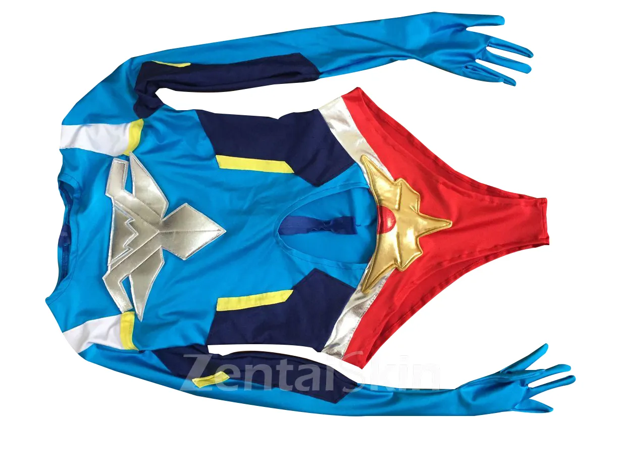 Second Skin Women Supergirl Hero Costume with Cape and Blindfold Cosplay Zentai Skinsuit Leotard