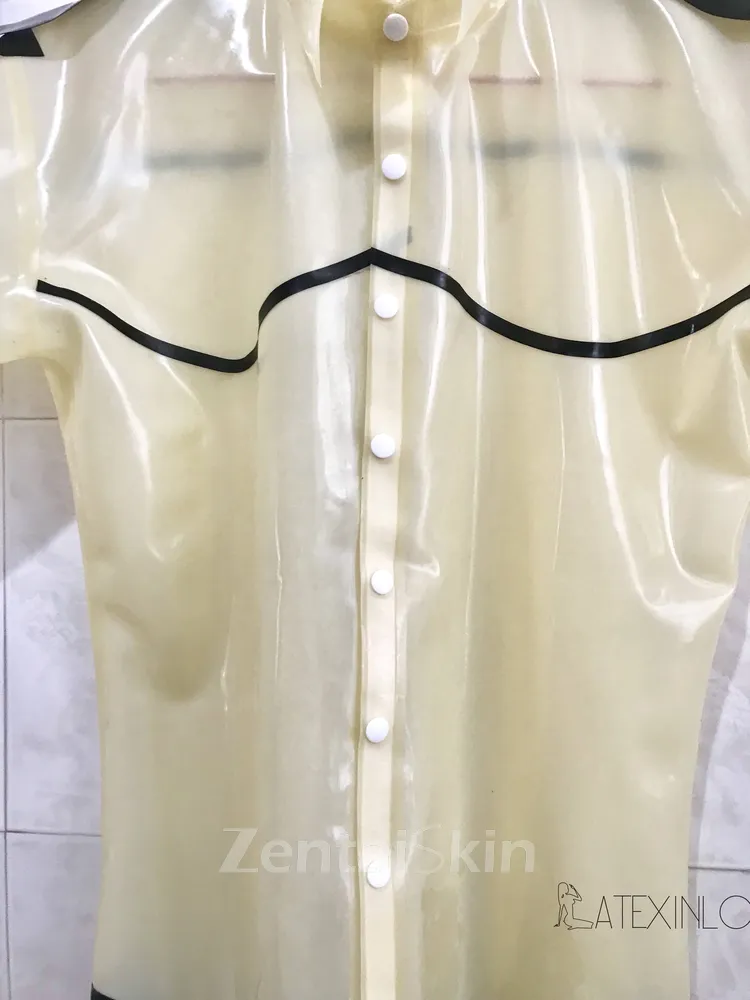 Second Skin Natural Latex Army Green Men Short Sleeve Latex Shirt