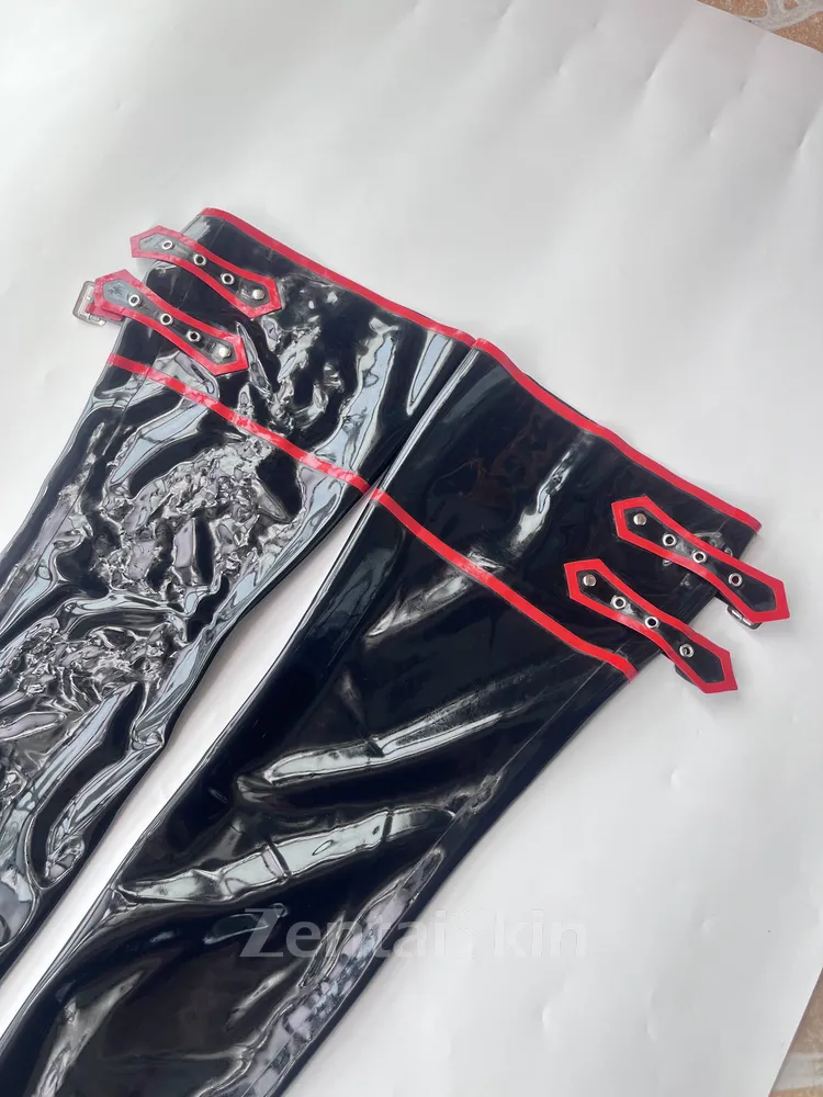 Second Skin Natural Latex Stockings with Buckles