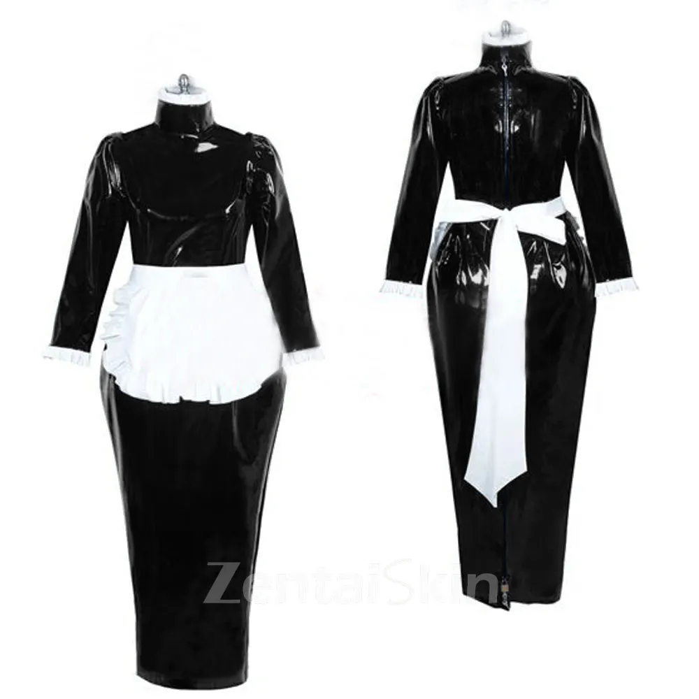 Second Skin Dress Cross-dresser French Uniform Maid Long Sleeves Bodycon Dress
