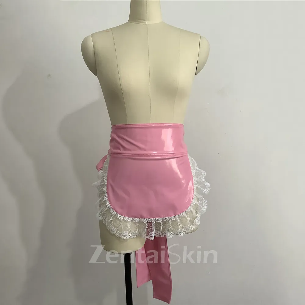 Second Skin French Maid Sissy Dress Uniform Anime Cosplay Sweet Lolita Wetlook PVC Dress