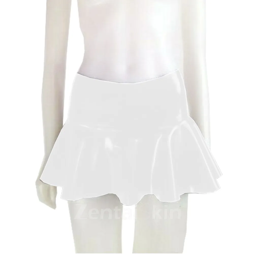 Second Skin Women Wetlook PVC Latex Look High Waisted Skater Mini Skirt Wet Look Shiny Pleated Skirt