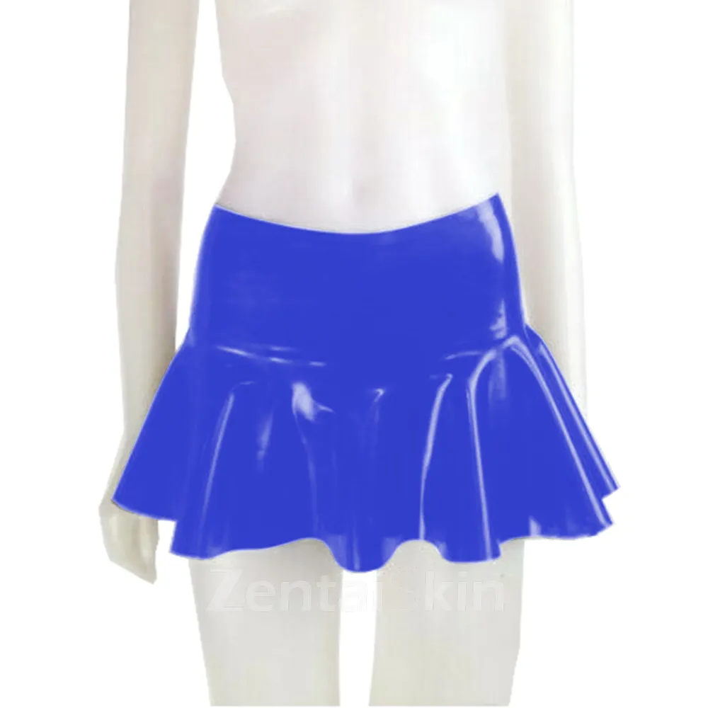 Second Skin Women Wetlook PVC Latex Look High Waisted Skater Mini Skirt Wet Look Shiny Pleated Skirt