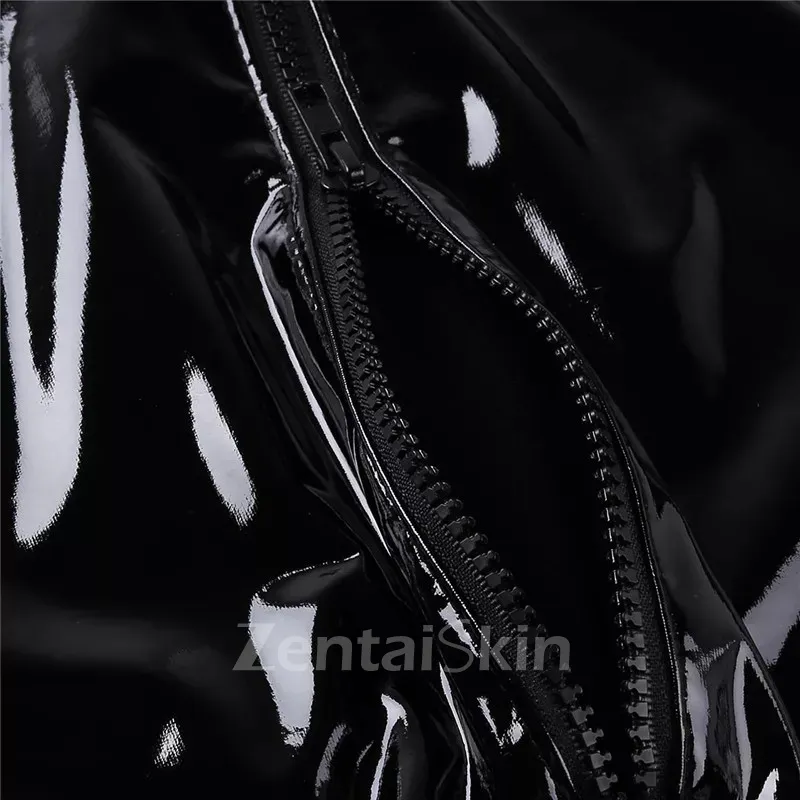 Second Skin Shaping Casual Coat Male Wet Look Shiny Metallic Mens Wetlook Leotard PVC Bodysuit