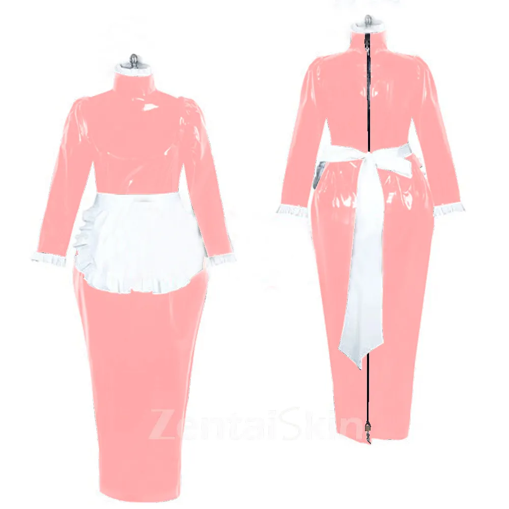 Second Skin Dress Cross-dresser French Uniform Maid Long Sleeves Bodycon Dress