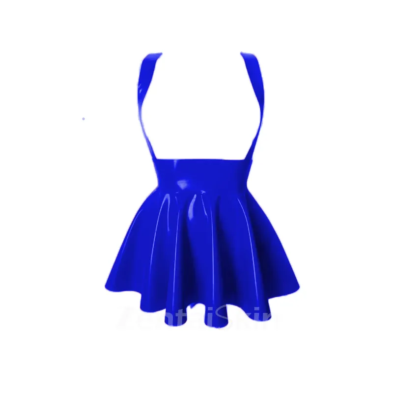 Second Skin Women Gothic Wetlook PVC Sleeveless Spaghetti Strap Dress Women Mini Pleated Lady Bodycon Dress