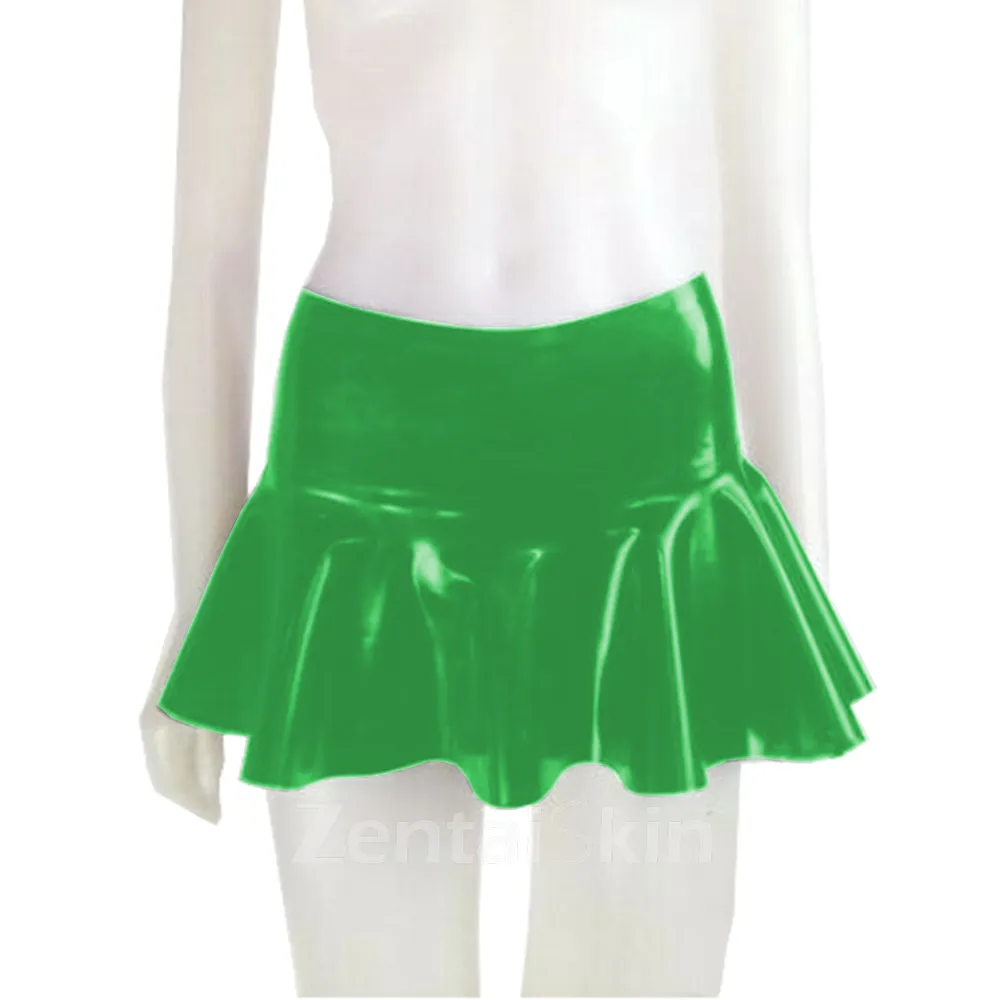 Second Skin Women Wetlook PVC Latex Look High Waisted Skater Mini Skirt Wet Look Shiny Pleated Skirt
