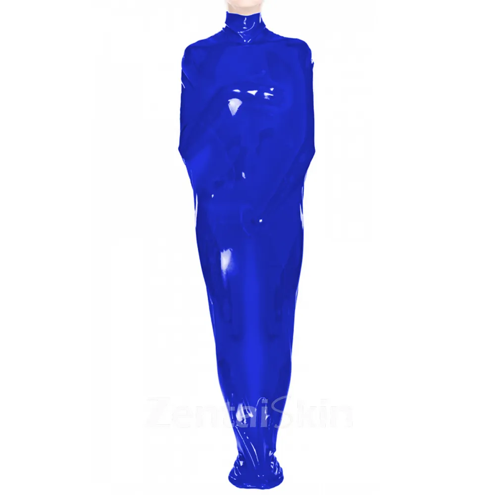 Adults Mummy Cosplay Bondage Sack Turtleneck Sleeping bag Bodysuit Wet Look Skinsuit Shiny Wetlook Unitard PVC Catsuit Zentai Second-skin Clothing Fetish Suit
