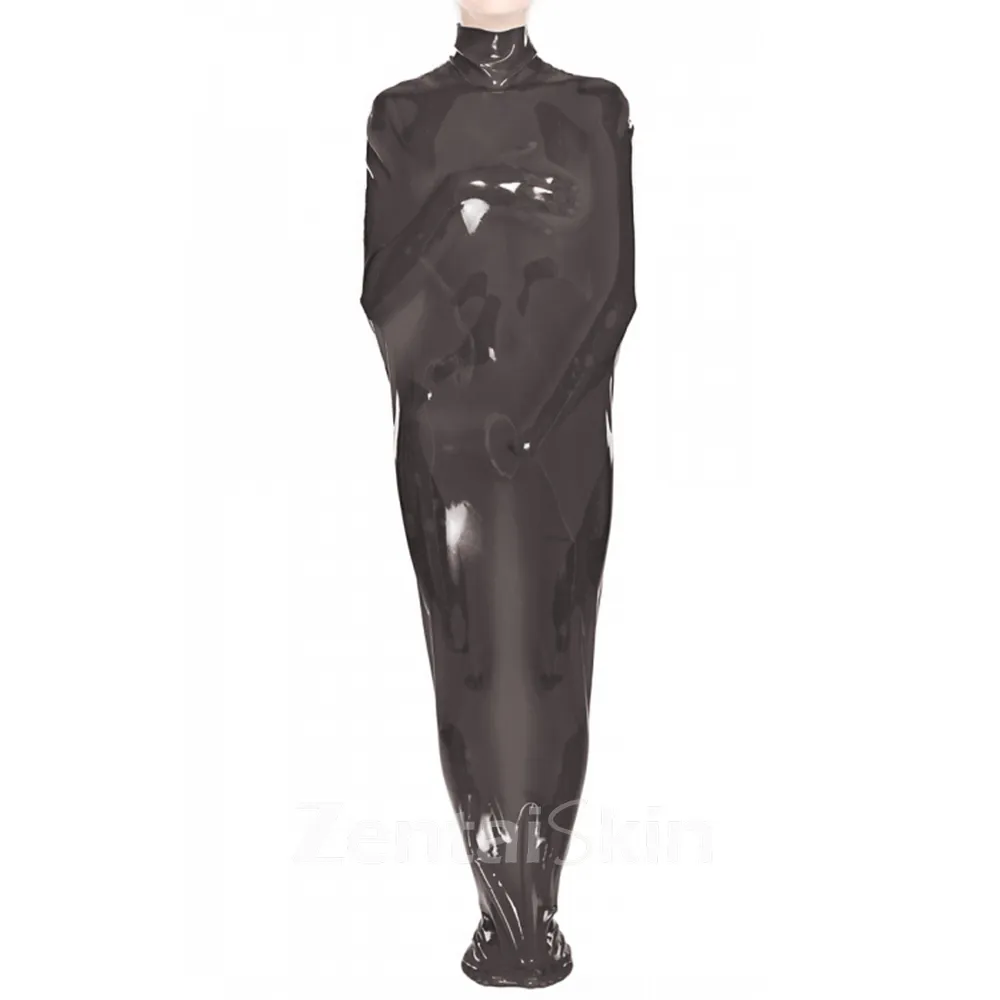 Zentai Second-skin Unisex Mummy bag Fetish Body bag Bondage Sack Skinsuit Wetlook Unitard PVC Sleepsack