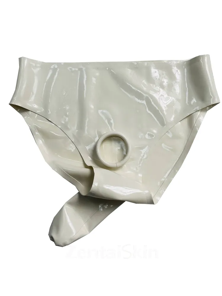 Second Skin Natural Latex Briefs Front Hole Anus Sheath Roll Hol Underwear