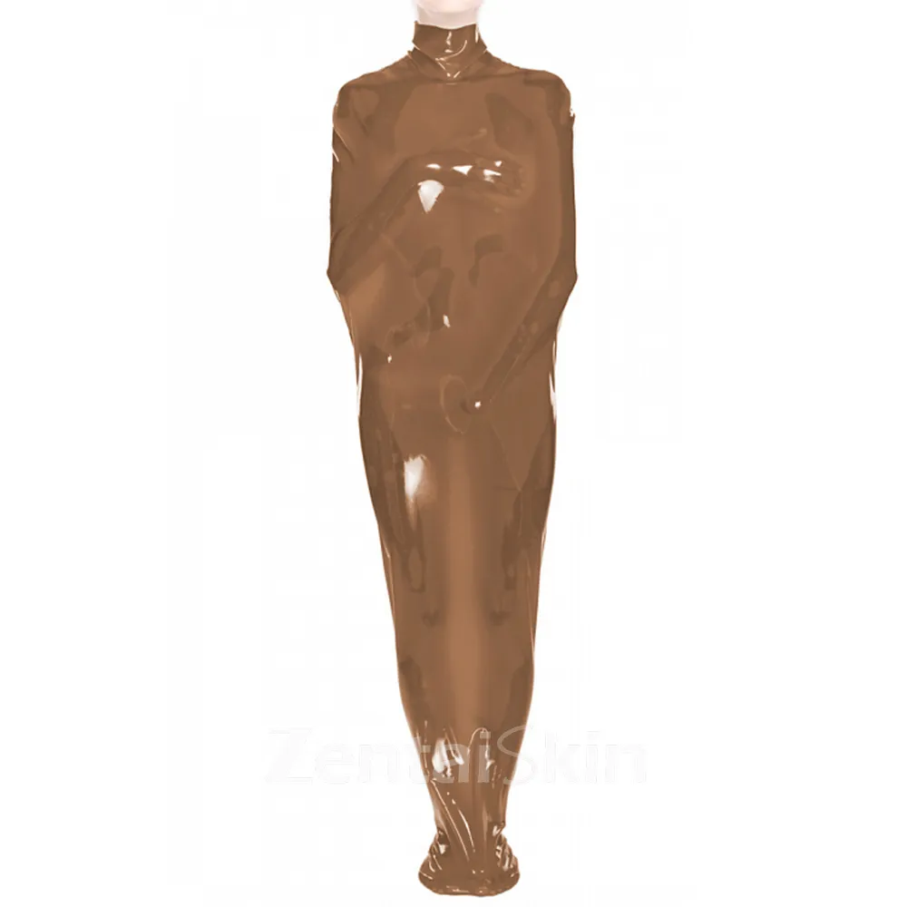 Adults Mummy Cosplay Bondage Sack Turtleneck Sleeping bag Bodysuit Wet Look Skinsuit Shiny Wetlook Unitard PVC Catsuit Zentai Second-skin Clothing Fetish Suit