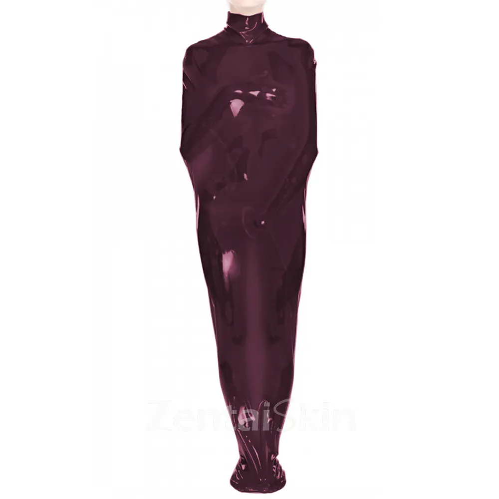 Adults Mummy Cosplay Bondage Sack Turtleneck Sleeping bag Bodysuit Wet Look Skinsuit Shiny Wetlook Unitard PVC Catsuit Zentai Second-skin Clothing Fetish Suit