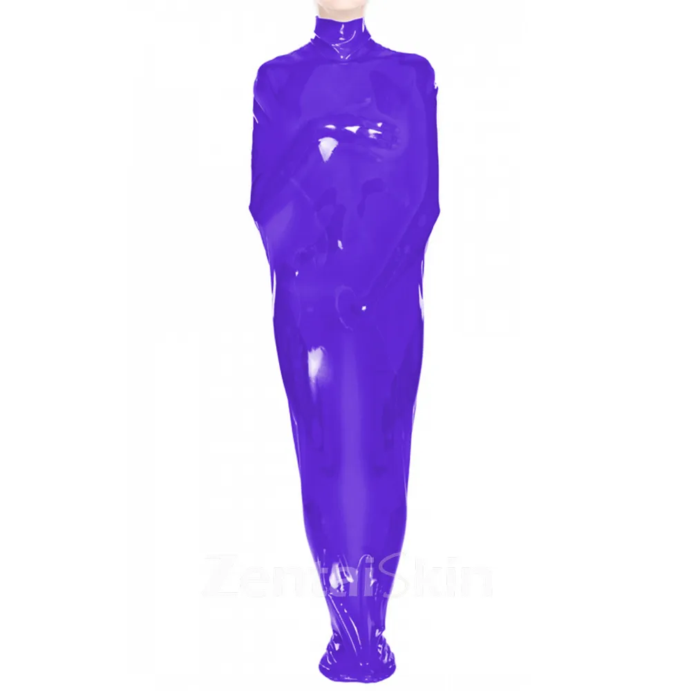 Adults Mummy Cosplay Bondage Sack Turtleneck Sleeping bag Bodysuit Wet Look Skinsuit Shiny Wetlook Unitard PVC Catsuit Zentai Second-skin Clothing Fetish Suit