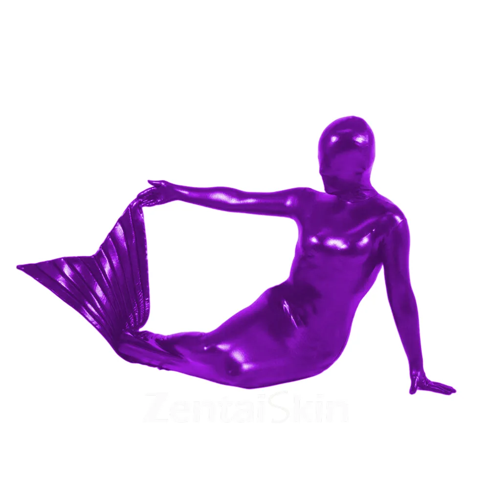 Mermaid Costume Wetlook PVC Halloween Purim Carnival Mardi Gras Zentai Catsuit Skinsuit Second-skin Clothing