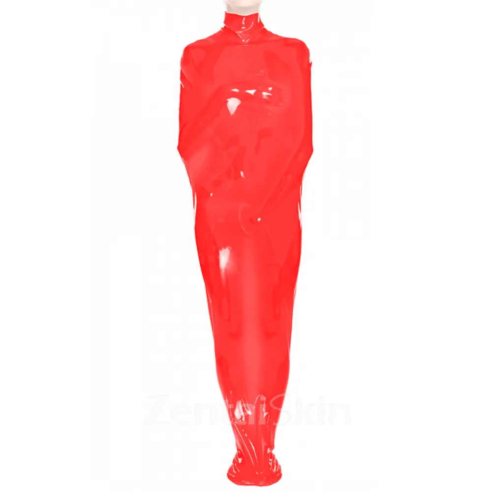Zentai Second-skin Unisex Mummy bag Fetish Body bag Bondage Sack Skinsuit Wetlook Unitard PVC Sleepsack