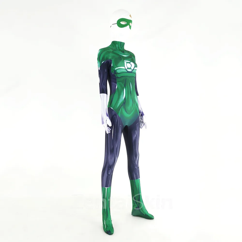Women 3D Green Lantern Bodysuit Green Lantern Costume Cosplay Zentai Catsuit Skinsuit Second-skin Clothing