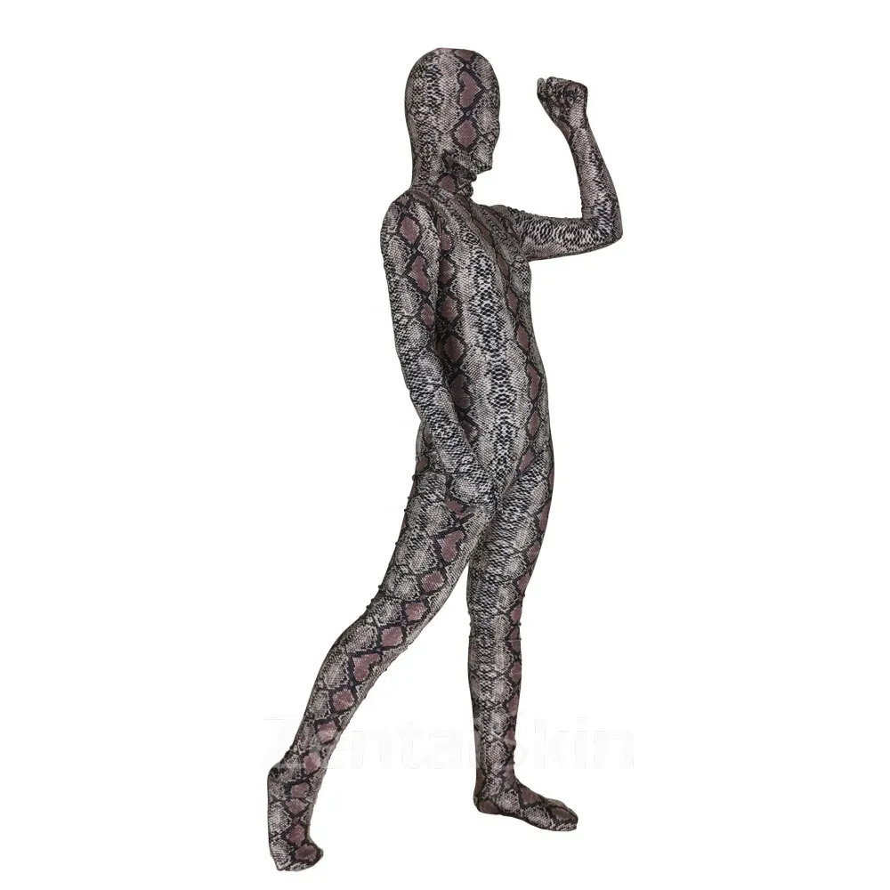 3D Printed Snake Skin Costume Second Skin Full Body Tights Serpentine Cosplay Zentai Catsuit Skinsuit