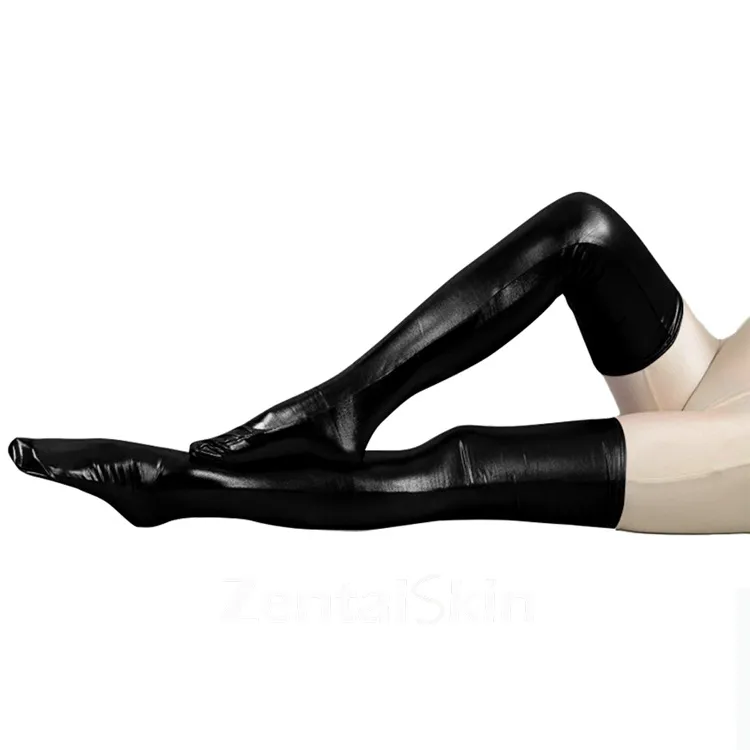 Second Skin Solid Color Spandex Stocking Wet Look Shiny Metallic Stocking