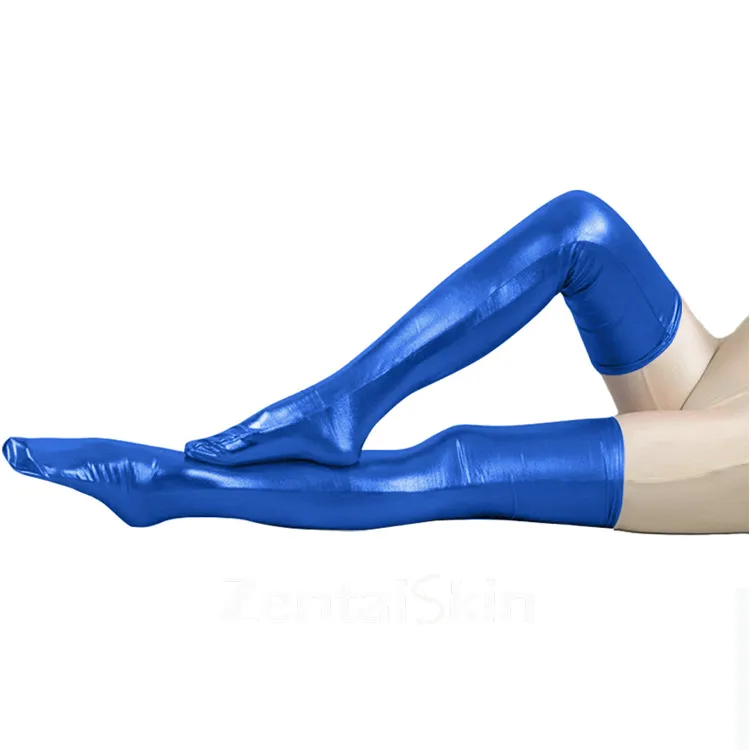 Second Skin Solid Color Spandex Stocking Wet Look Shiny Metallic Stocking