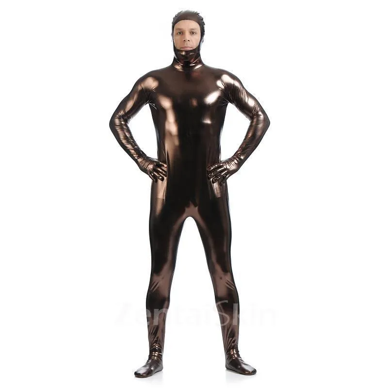 Second Skin Full Body Tights Stretch Wet Look Zentai Shiny Metallic Catsuit